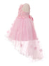 Big Girls Pink 3D Floral Appliques Satin Tulle Junior Bridesmaid Dress 8-12 - SophiasStyle.com